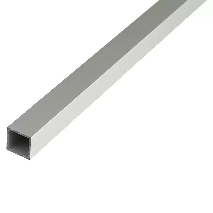 Kantoflex Vierkantrohr - L x B x H: 2.600 x 20 x 20 mm, Stärke: 1,5 mm, Aluminium, Silber - Silbernes quadratisches Aluminium-Hohlprofil.