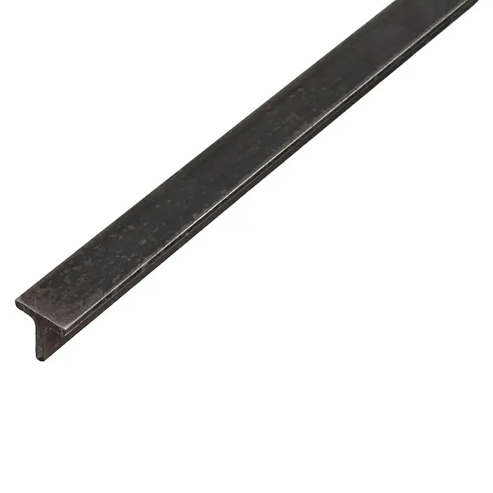 Stabilit Perfil en T - 2.000 x 20 x 20 mm, Espesor: 3 mm, Acero gris - Perfil metálico en forma de T de color oscuro, utilizado para construcción o edificación. Un perfil robusto en T de metal.