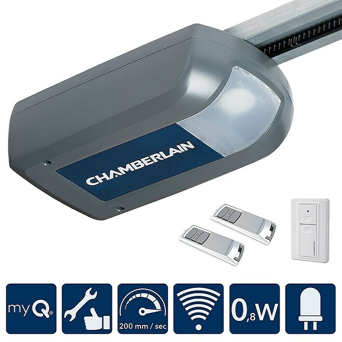 Chamberlain Garagedeuraandrijving ML810EV (Poortoppervlak: 11,5 m², 1 x garagedeuropener ML810EV, 2 x handzenders TX4REV-F, 1 x draadloze wandschakelaar 128REV-01) | BAUHAUS