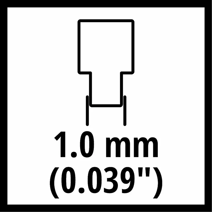 Einhell Power X-Change 18V Sägekette - Passend für: Einhell Power X-Change 18V Akku-Astsäge GE-PS 18/15 Li BL - Symbol für 1,0 mm Klammern mit Maßen in Millimeter und Zoll zur einfachen Identifizierung.