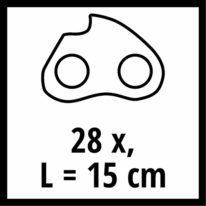 Einhell Power X-Change 18V Sägekette - Passend für: Einhell Power X-Change 18V Akku-Astsäge GE-PS 18/15 Li BL - Symbol für eine Kettensäge, 28 Zähne, 15 cm Länge, zur Kennzeichnung der Kettensägengröße für Einhell Produkte.