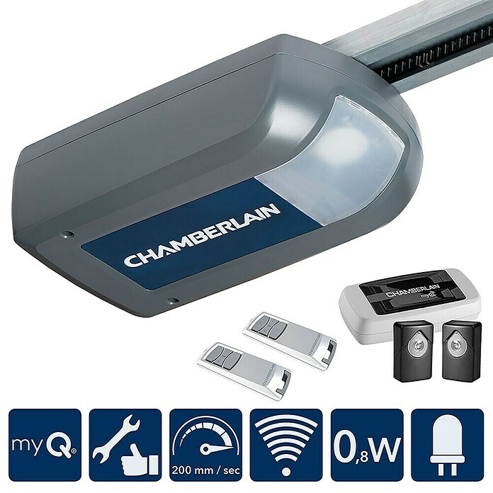 Chamberlain Garagedeuraandrijving ML810EV-SMART (Poortoppervlak: 11,5 m², 1 x garagedeuropener ML810EV, 2 x handzenders TX4REV-F, 1 x myQ starterkit 830REV-01) | BAUHAUS
