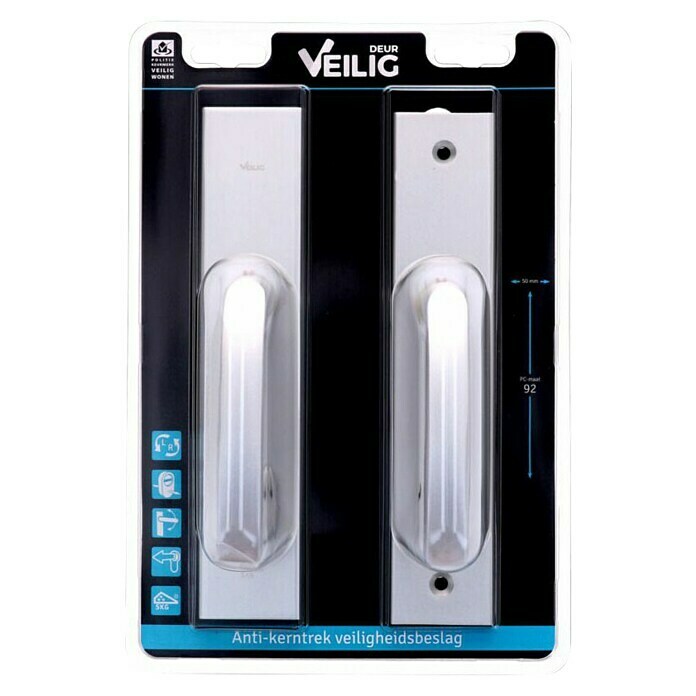 Veilig Deurbeslag 2200 kruk/kruk PC92 (Beveiligings-deurbeslagset, Aluminium, F1) | BAUHAUS
