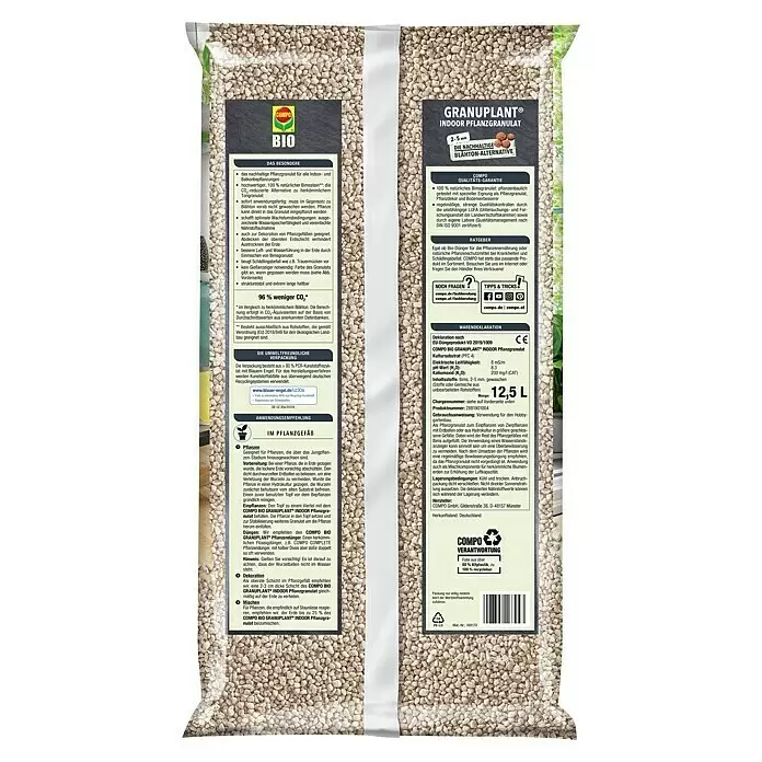 Compo Bio Pflanzengranulat Granuplant - 12,5 l - COMPO BIO GRANUPLANT Indoor Pflanzgranulat in einem Beutel. Helle Bimsgranulate für Zimmerpflanzen.