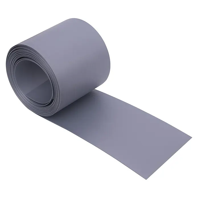 Videx Sichtschutzstreifen - Aluminium-Optik, 2 Stk., 200 x 9,5 cm - Ein graues Abdichtungsband auf einer Rolle, perfekt für verschiedene Anwendungen im Bau- und Sanitärbereich, um Dichtheit zu gewährleisten.