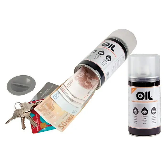 Arregui Caja de caudales Secret Spray C-9362 - L x An x Al: 10,9 x 7,5 x 7,5 cm - Bote de aceite escondite con dinero, llaves y tarjetas. Perfecto para el almacenamiento seguro de objetos de valor, discreto y bien disimulado.