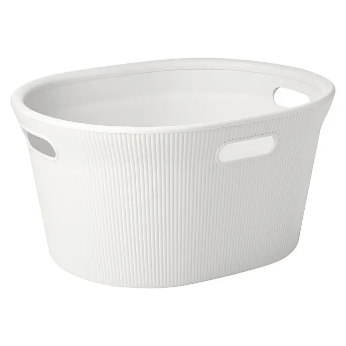 Tatay Baobab Cesta para la ropa Ovalada - L x An x Al: 43,5 x 51 x 26 cm, Blanco - Cesto para la ropa sucia de plástico blanco con forma ovalada y asas en los laterales para facilitar su manejo y transporte.