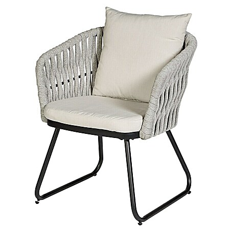 Sunfun Maja Gartensessel (Seilgeflecht, Grau-Beige, B x T x H: 64 x 65 x 77 cm)
