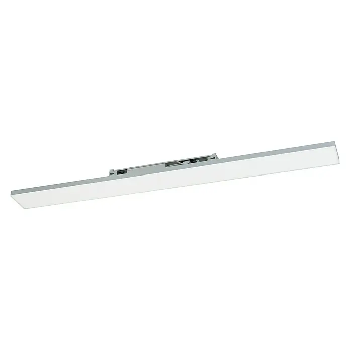 Tween Light LED-Panel Frameless - 35 W, L x B x H: 120 x 10 x 6 cm, Weiß, Mehrfarbig - Diese Aufnahme zeigt eine moderne LED-Deckenleuchte mit einem schlanken, rechteckigen Design und einer silbernen Umrandung.
