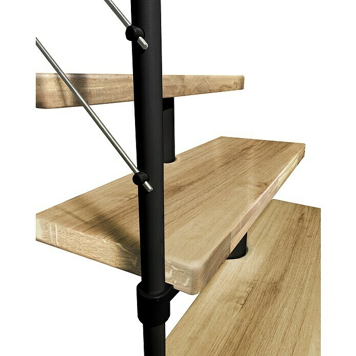 Atrium Mittelholmtreppe Dixi Plus (Farbton Metall: RAL 9005, Breite: 70 cm, Eiche, 1/4-gewendelt, Geschosshöhe: 222 cm - 300 cm) | BAUHAUS