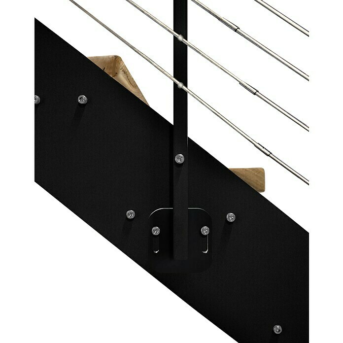 Atrium Wangentreppe Prosto (Farbton Metall: RAL 9005, Breite: 80 cm, Eiche, Geschosshöhe: 274,5 cm - 285 cm) | BAUHAUS