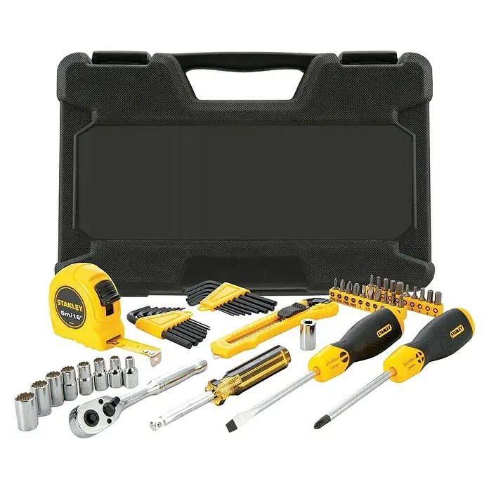 Stanley Maletín de herramientas STMT0-74864 - 51 pzs. - Juego de herramientas Stanley con llaves, destornilladores, cinta métrica y accesorios para reparaciones y proyectos de bricolaje.