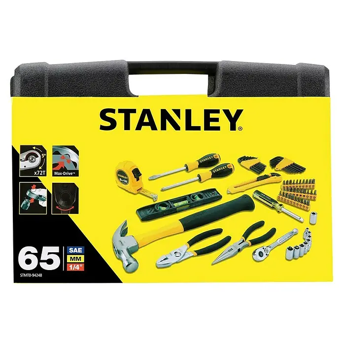Stanley Maletín de herramientas STMT0-94248 - 65 pzs. - Juego de herramientas Stanley de 65 piezas en estuche amarillo. Perfecto para aficionados al bricolaje y profesionales.