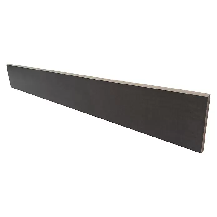 Sockelfliese Classico Nero - 8 x 66 cm, Schwarz, Matt - Langes, dunkelgraues Rechteckpaneel mit heller Oberkante, ideal als Regal oder Verkleidung.