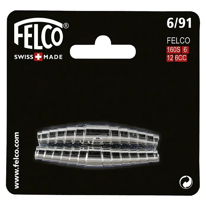 Felco Ersatzfeder - Passend für: Felco Modelle 160S, 6, 12 und 6CC - Verpackung von Felco 6/91, die transparente Ersatzpuffer für Felco-Gartenscheren enthält.