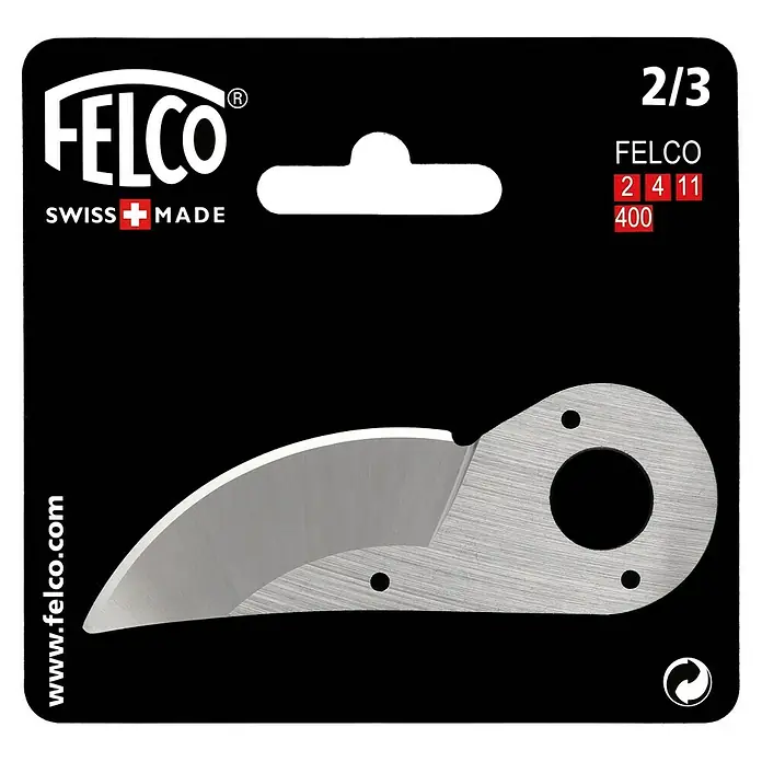 Felco Ersatzklinge 2/3 - Passend für: Felco Gartenscheren 2, 4 und 11 - Produktabbildung: FELCO 2/3 Ersatzklinge für Gartenscheren, hochwertige Schweizer Präzision für optimale Schnittleistung.