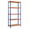 Simonrack Maderclick Estantería para cargas pesadas Superplus 5/500 (L x An x Al: 50 x 110 x 200 cm, Capacidad de carga: 150 kg/balda, Número de baldas: 5 ud., Azul/Naranja)
