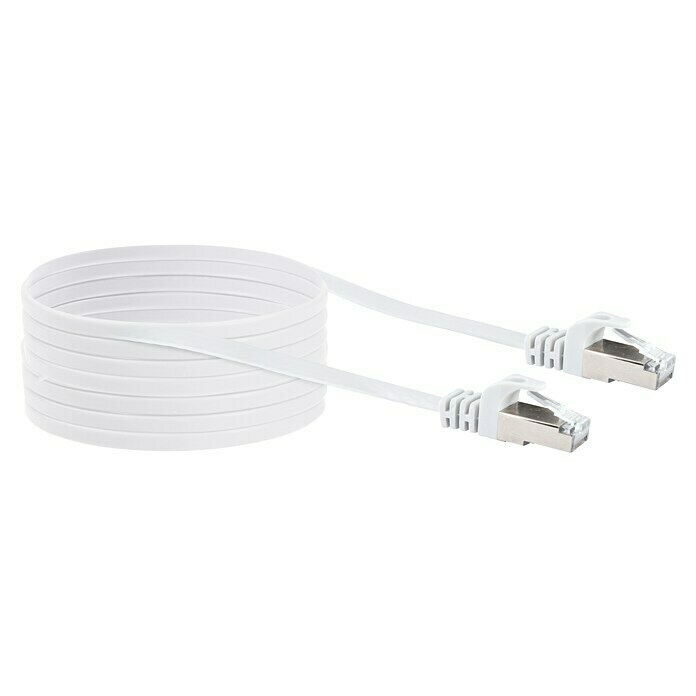Schwaiger Netzwerk-Kabel CAT 6 U/FTP (Flach, RJ45-Stecker, 10 Weiß, Bis 1 BAUHAUS | Länge: zu m, GBit/s)