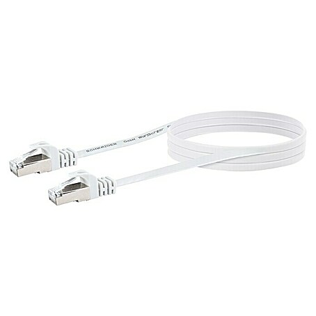 Schwaiger Netzwerk-Kabel CAT 6 U/FTP (Flach, Länge: 3 m, Weiß, RJ45-Stecker, Bis zu 1 GBit/s)