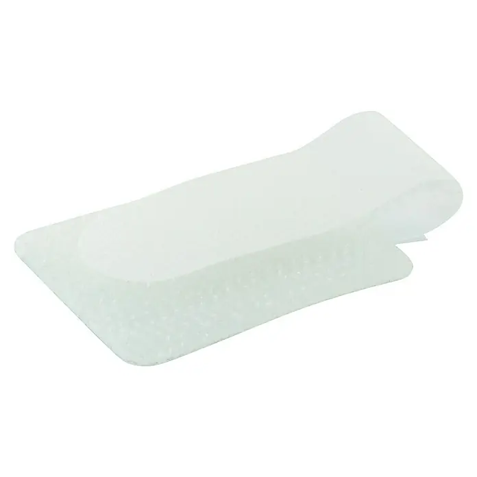Schwaiger Klettbinder - L x B: 90 x 30 mm, Weiß, 10 Stk. - Nahaufnahme einer weißen Silikon-Ferseneinlage zur Druckentlastung und Dämpfung der Ferse. Ideal bei Fersensporn und anderen Fußbeschwerden.
