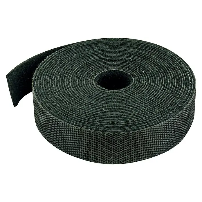 Schwaiger Klettband Rolle - L x B: 3 m x 15 mm, Schwarz, Selbstklebend - Eine Rolle Klettband Kabelbinder, ideal für die Organisation und Befestigung von Kabeln im Büro oder zu Hause. Praktisch und wiederverwendbar.