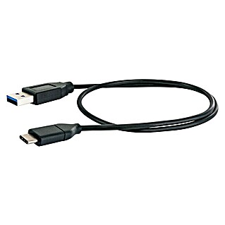 Schwaiger USB-Kabel (0,5 m, USB A-Stecker, USB C-Stecker, Schwarz)
