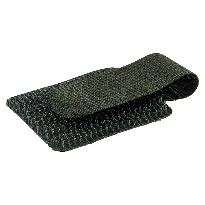 Schwaiger Klettbinder - L x B: 90 x 30 mm, Schwarz, 10 Stk. - Nahaufnahme eines schwarzen Klettverschlussbandes, das für verschiedene Befestigungszwecke verwendet werden kann.