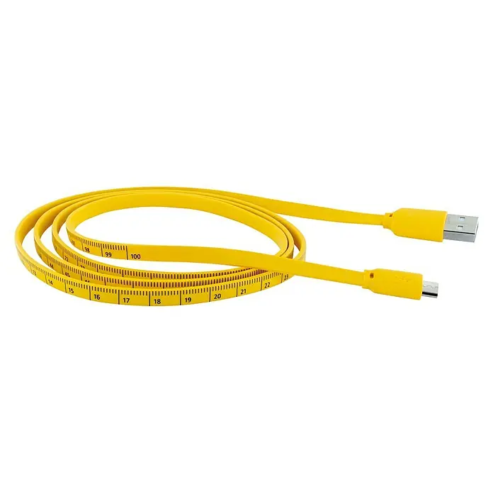 Schwaiger USB-Kabel Sync & Ladekabel mit Maßband - 1,2 m, USB A-Stecker, USB Micro-B-Stecker, Schwarz/Gelb - Gelbes USB-Kabel mit Maßeinteilung, ideal für präzise Messungen und Datentransfer. Praktisch und vielseitig einsetzbar.