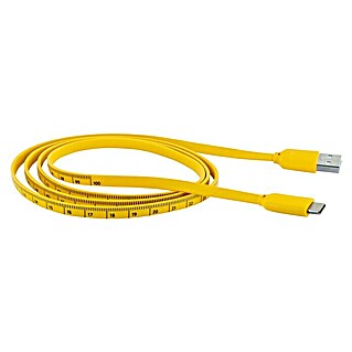 Schwaiger USB-Kabel Sync & Ladekabel mit Maßband (1,2 m, USB A-Stecker, USB C-Stecker, Schwarz/Gelb)