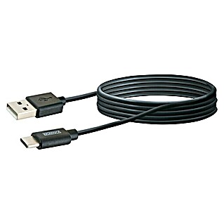 Schwaiger USB-Kabel (2 m, USB A-Stecker, USB C-Stecker, Schwarz)