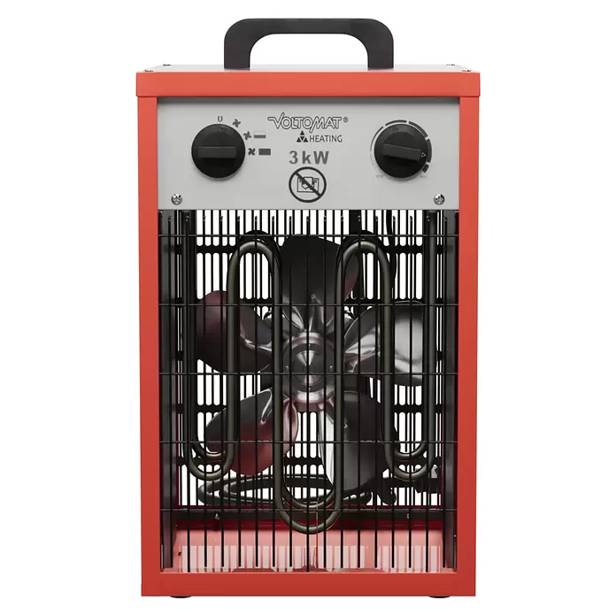 Voltomat HEATING Bauheizer - Passend für: Raumgröße bis ca. 25 m², 1.000 W - 3.000 W, Nennspannung: 220 V - 240 V, Rot, IP24