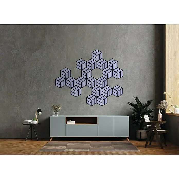 FN Neuhofer Akustikpaneel Acustico Hexago - Lavendel, L x B x S: 260 x 300 x 19 mm, 2 Stk. - Wanddekoration mit geometrischem Muster.