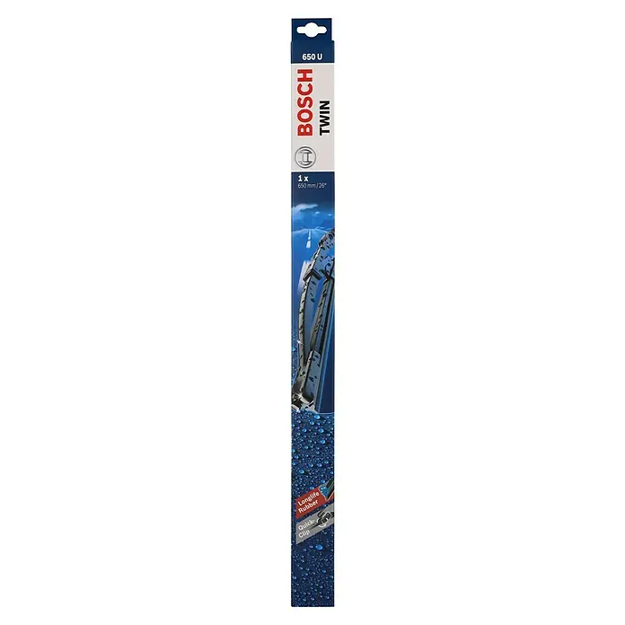Bosch Scheibenwischer TWIN - 650 U, Anzahl: 1 Stk. - Bosch Twin Scheibenwischer 650 U mit Longlife Gummi und Quick-Clip. Für klare Sicht und schnelle Montage.