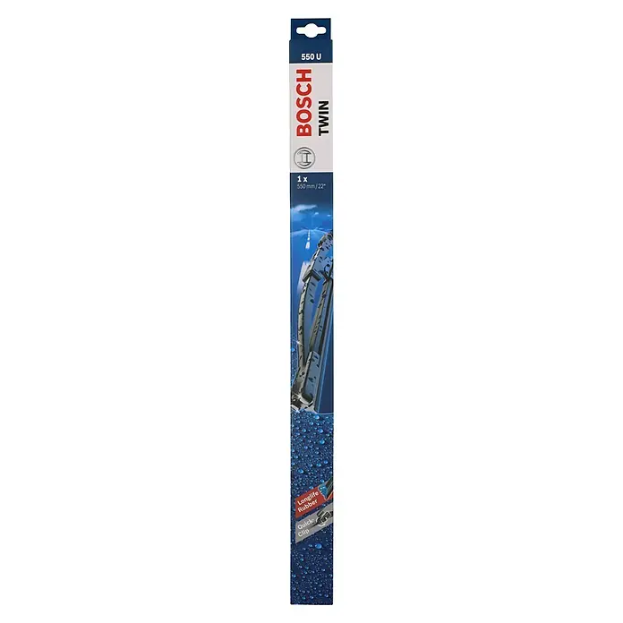 Bosch Scheibenwischer TWIN - 550 U, Anzahl: 1 Stk. - Bosch Twin Scheibenwischer 550 U, mit Longlife-Gummi und Quick-Clip für einfache Montage. 550 mm/22" Größe.