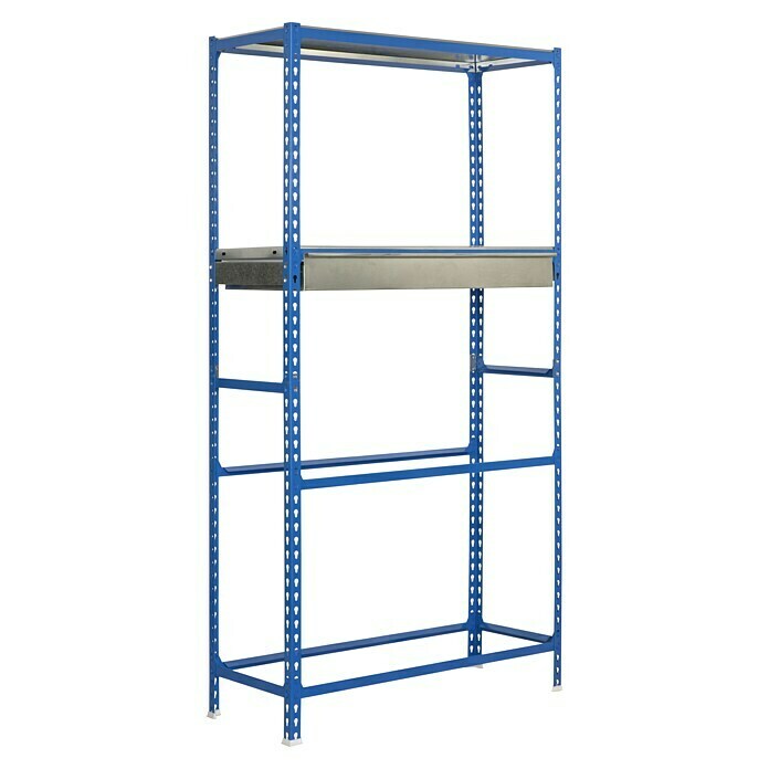 Simonrack Simongarage Metall-Reifenregal Box Plus (L x B x H: 40 x 100 x 200 cm, Traglast: 200 kg/Boden, Anzahl Böden: 4 Stk., Blau)