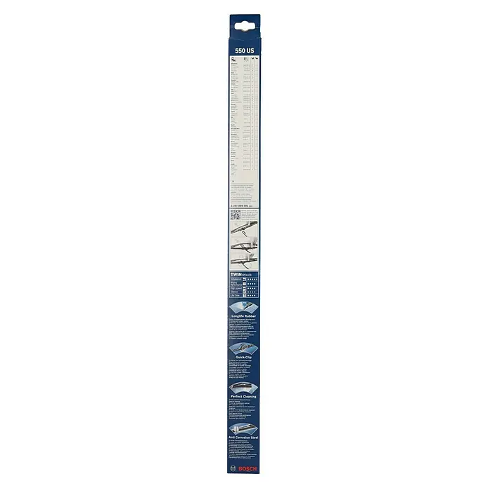Bosch Scheibenwischer TWIN - 550 US, Anzahl: 1 Stk. - Bosch 550 US Twin Spoiler Scheibenwischer: Langlebiges Gummi, schnelle Montage, perfektes Reinigen und Korrosionsschutz für klare Sicht.