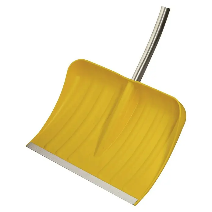 Freund Victoria Schneeschieber - Breite: 53 cm, Ergostiel, Material Stiel: Aluminium - Gelber Schneeschieber mit Metallstiel und silberner Kante zum Schneeräumen in Winterlandschaften. Praktisches Werkzeug für den Winterdienst.