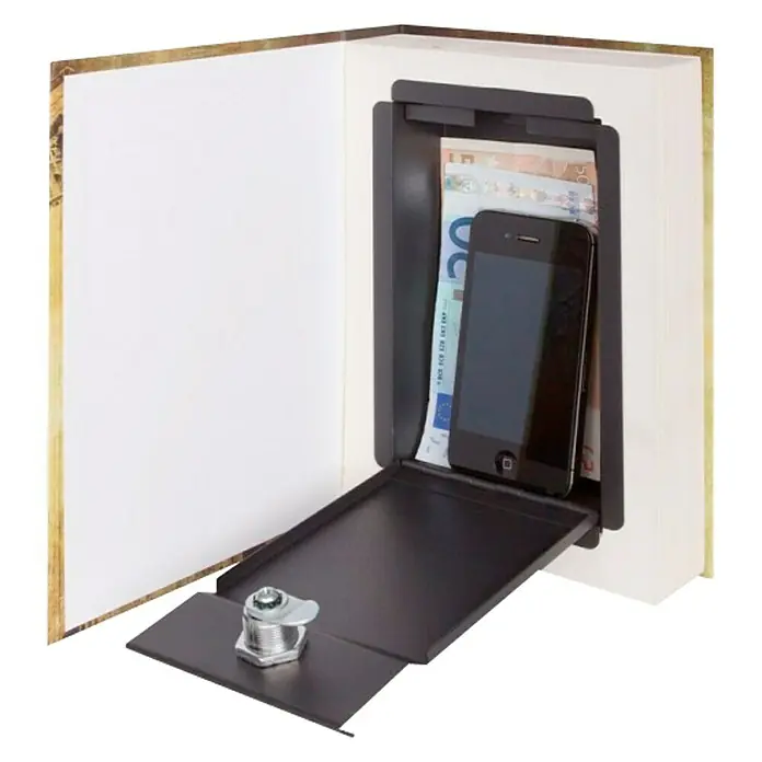 Arregui Caja de caudales Book C-9381 - L x An x Al: 22 x 15,4 x 2,2 cm - Libro caja fuerte con compartimento secreto con cerradura, perfecto para guardar objetos de valor de forma discreta y segura.