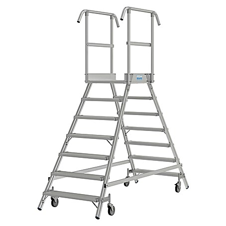 Krause Stabilo Podestleiter (Arbeitshöhe: 3,7 m, Anzahl Tritte: 14 Stk., Aluminium)