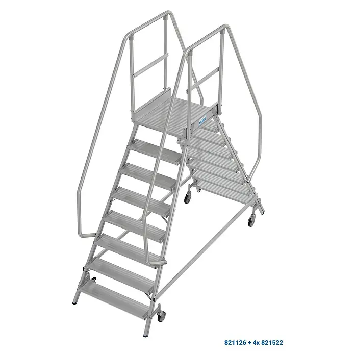 Krause Stabilo Podestleiter - Arbeitshöhe: 3,95 m, Anzahl Tritte: 16 Stk., Aluminium - Mobiler Treppenturm von Krause, ideal für flexible Arbeitsbereiche. Robuste Konstruktion mit Handläufen für sicheren Aufstieg.
