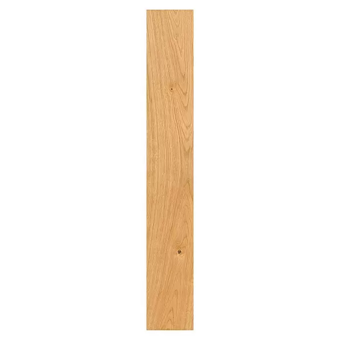 Classen Laminat 731-4 - Eiche Natur gelb, Landhausdiele, 1.286 x 194 x 7 mm - Helles braunes Holzbrett mit natürlicher Maserung und Ästen.