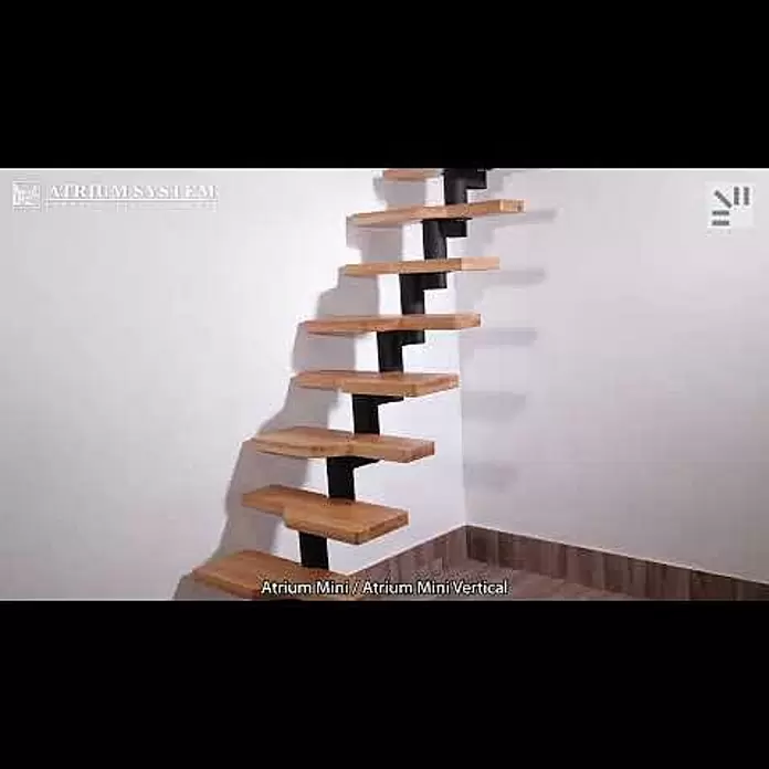 Atrium Raumspartreppe Mini Plus - Farbton Metall: RAL 9005, Breite: 60 cm, Buche, Geschosshöhe: 222 cm - 300 cm - montaż ATRIUM Mini/ Vertical | ATRIUM Mini Plus/ Vertical/Linco