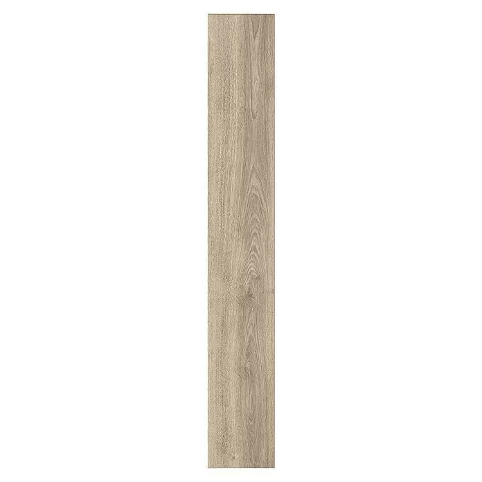 Classen Laminat 731-4 - Eiche Natur grau, Landhausdiele, 1.286 x 194 x 7 mm - Hellbraune Bodenplatte in Holzoptik mit sichtbarer Maserung.