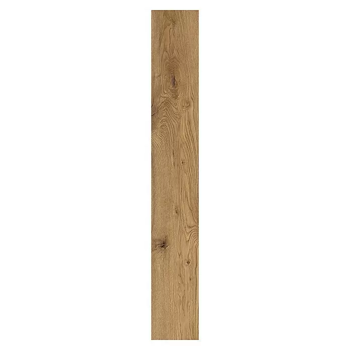Classen Laminat 731-4 - White Oak, Landhausdiele, 1.286 x 194 x 7 mm - Braunes Holzbrett mit natürlicher Maserung und Ästen, ideal für Bodenbelag oder Wandverkleidung.