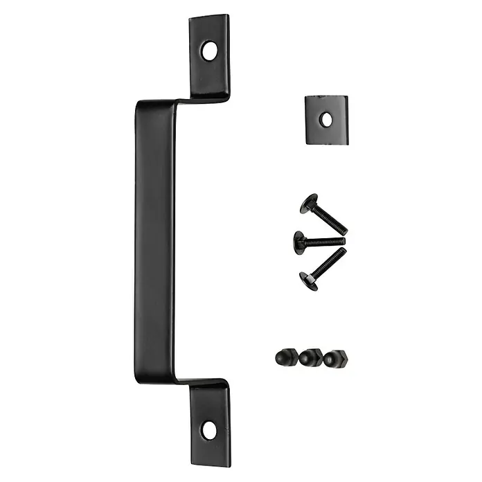 Kornik Griff rechteckig - Schwarz, 178 x 20 mm - Schwarzer Schiebetürgriff mit Befestigungsmaterial für eine einfache und sichere Installation, ideal für moderne Inneneinrichtungen.