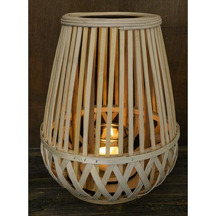 Windlicht Bamboo (Ø x H: 23 x 25 cm, Natur) | BAUHAUS