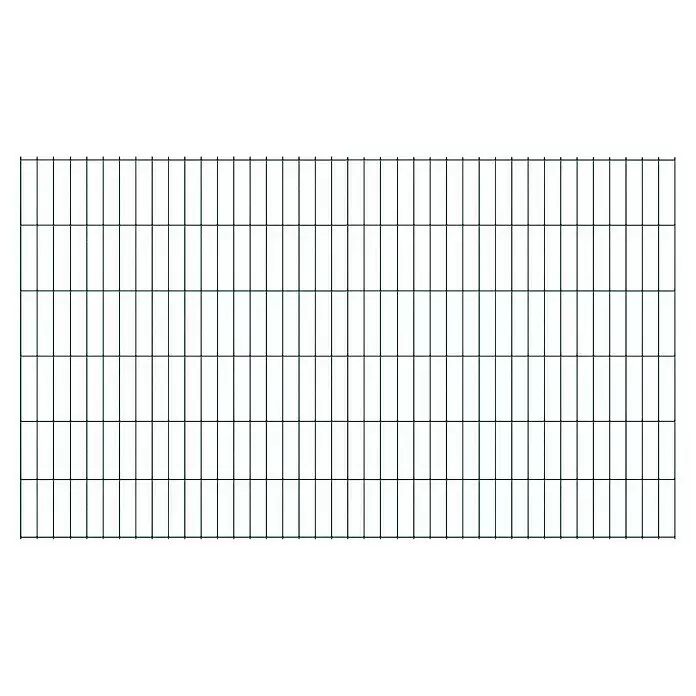 T & J Mattenzaun Basic - B x H: 2.000 x 1.200 mm, Grün - Grünes geschweißtes Drahtgitterelement für Zäune mit rechteckigen Öffnungen.