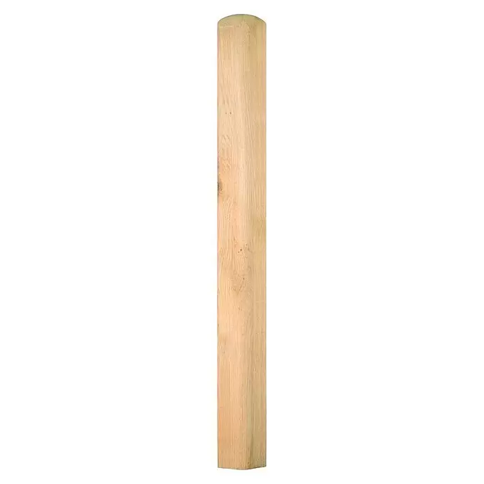 T & J Zaunpfosten - 9 x 9 x 110 cm, Holz, Braun - Hellbrauner Holzpfosten mit abgerundeter Oberseite.
