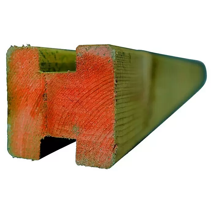 T & J Zaunpfosten Riad - 9 x 9 x 210 cm, Holz, Zwischenpfosten, Braun - H-Profil imprägnierter Zaunpfosten aus Holz mit rötlichen Schnittflächen, für Zaunfelder.