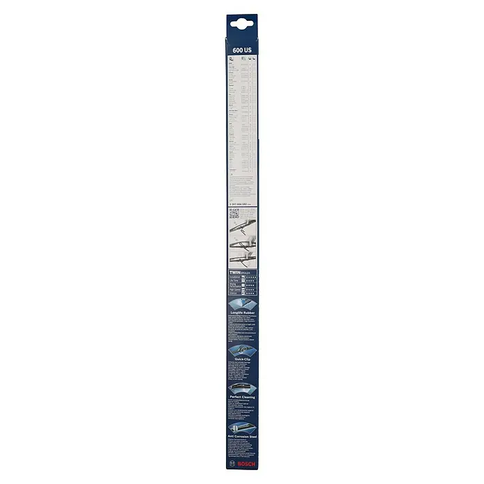 Bosch Scheibenwischer TWIN - 600 US, Anzahl: 1 Stk. - Bosch 600 US Scheibenwischer: Langlebiges Gummi, schneller Clip, perfekte Reinigung und Korrosionsschutz für klare Sicht und Sicherheit.